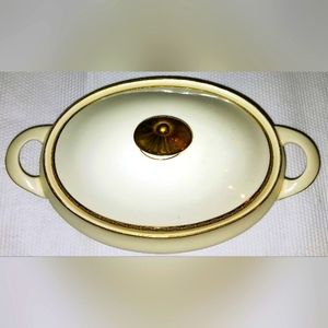 Minton St. James 1 Oval Covered Vegetable Bowl 24K Cobalt Blue Rim